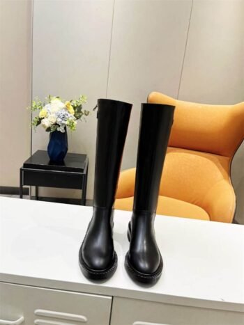 Balenciaga Zippered Knee-High Boots in Black