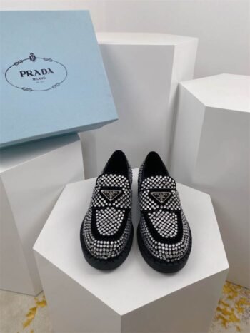 Exclusive Prada Diamond Loafers, Embroidered & Refined