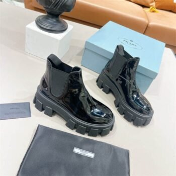 Unleash the Glamour: Prada Glossy Short Boots