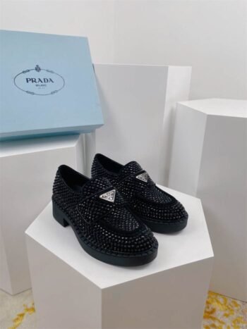 Prada Iconic Diamond Embellished Loafer for a Refined Step