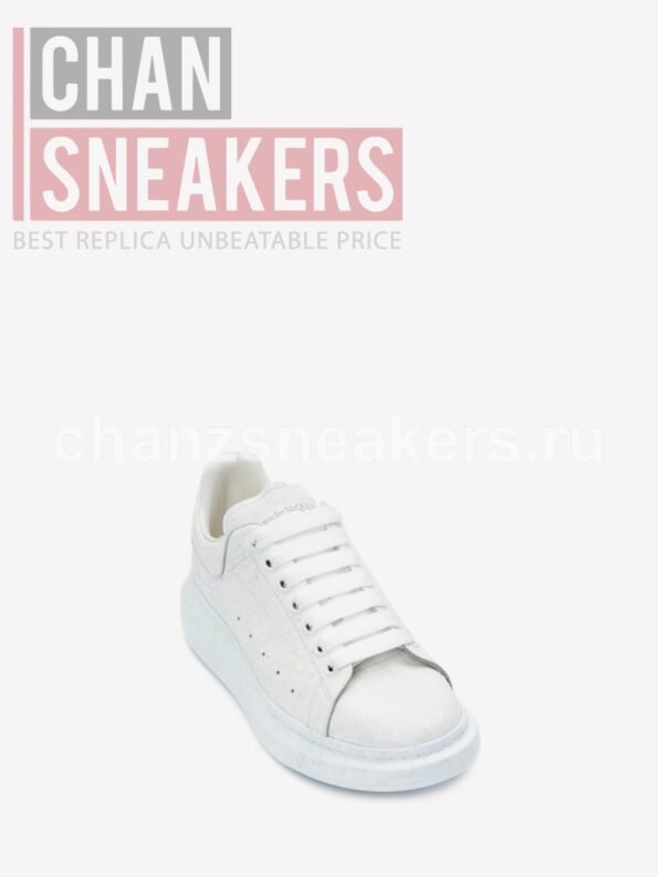 Alexander McQUEEN Oversized Sneaker White Smooth Calf Leather White Leather Heel (Glow)