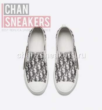 DIOR B23 Slip-On Black and White Oblique Canvas