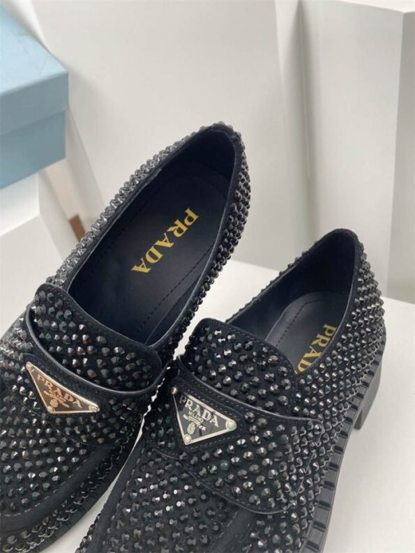 Prada Iconic Diamond Embellished Loafer for a Refined Step